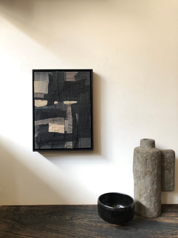 Image of small silk collage (greys)