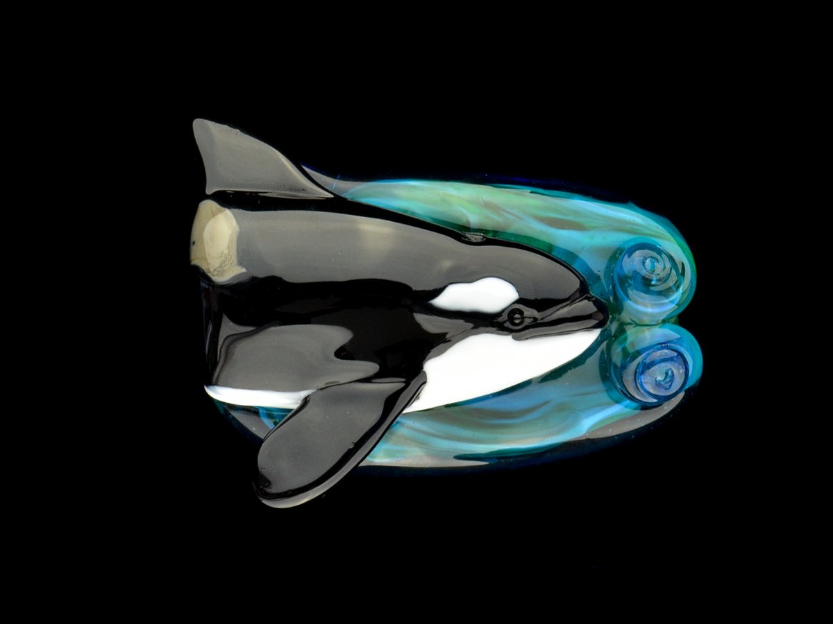 Image of XXXL. Female Killer Whale #2 - Flamework Glass Sculpture
