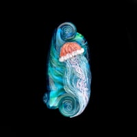 Image 1 of XXXL. Coral Orange Pink Sea Nettle Jellyfish - Lampwork Glass Sculpture Bead