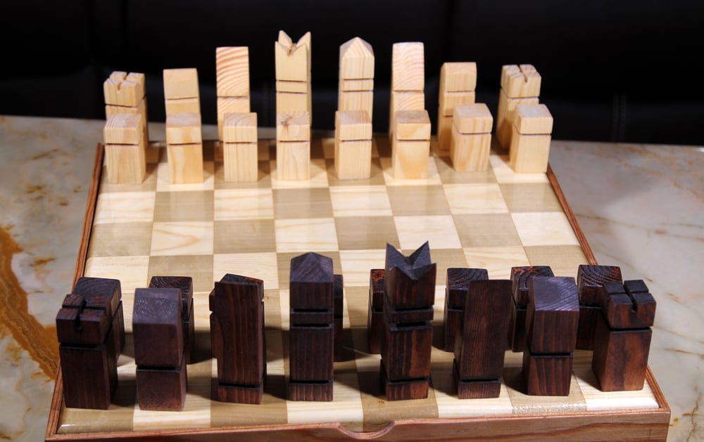 Custom Handcrafted Solid Wood Chessboard