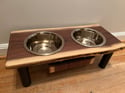 Personalized Raised Pet Feeder- Live Edge Walnut