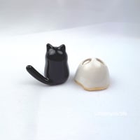 Image 5 of Black kitten with ghost mask ceramic figurine