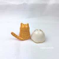 Image 5 of Chubby Ginger cat / orane cat with ghost mask ceramic figurine