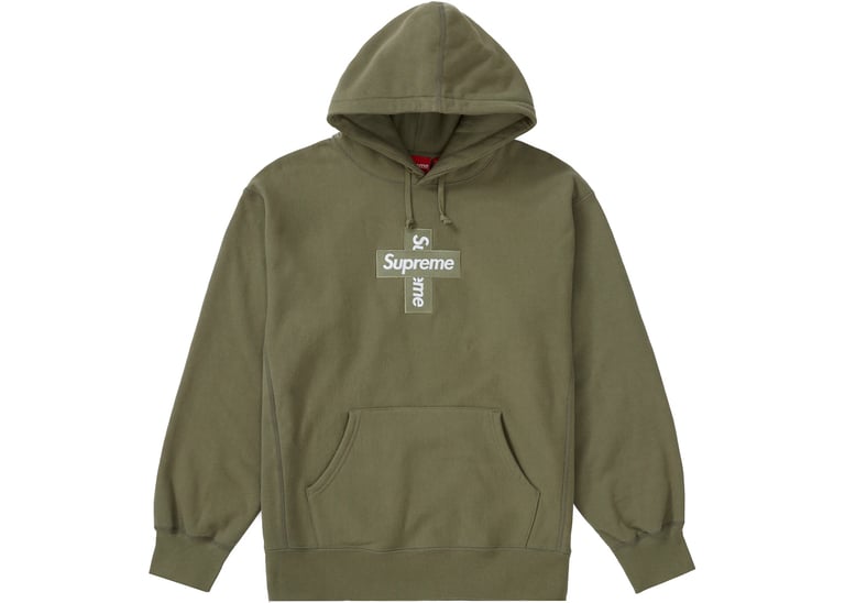 NWT Supreme Cross Box Logo Hoodie Sweatshirt Natural Beige Mens L