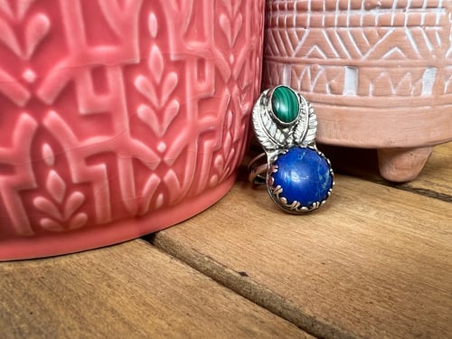 Image of Lapis and Malachite Statement Ring