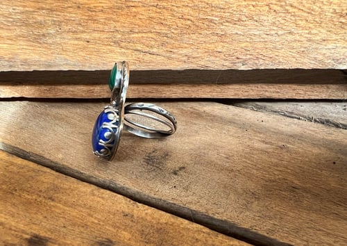 Image of Lapis and Malachite Statement Ring
