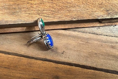 Image of Lapis and Malachite Statement Ring