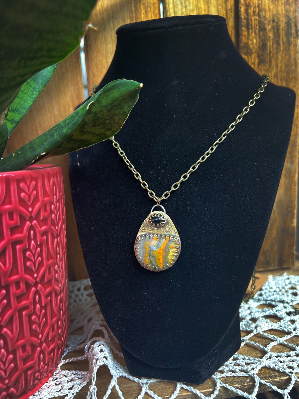 Image of Bumblebee Jasper and Onyx Necklace