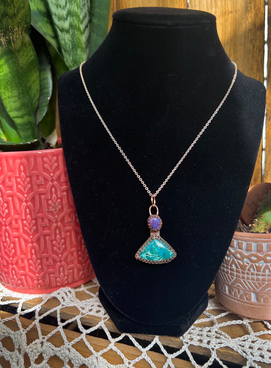 Image of Chrysocolla & Purple Copper Turquoise Necklace