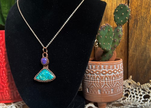 Image of Chrysocolla & Purple Copper Turquoise Necklace