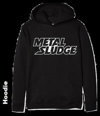 Image 4 of Metal Sludge men's Pullover Black Hoodie (BOTH Front ONLY print & w/ BACK PRINT TOO) 