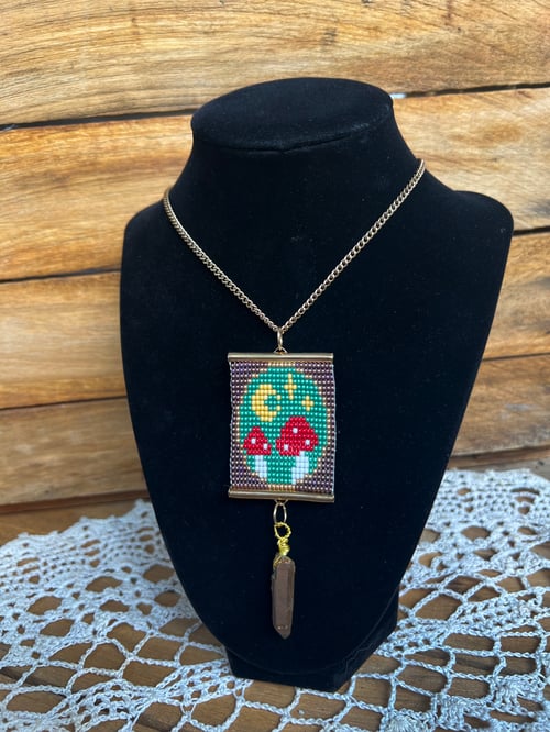 Image of Mushroom Moon Beaded Necklace