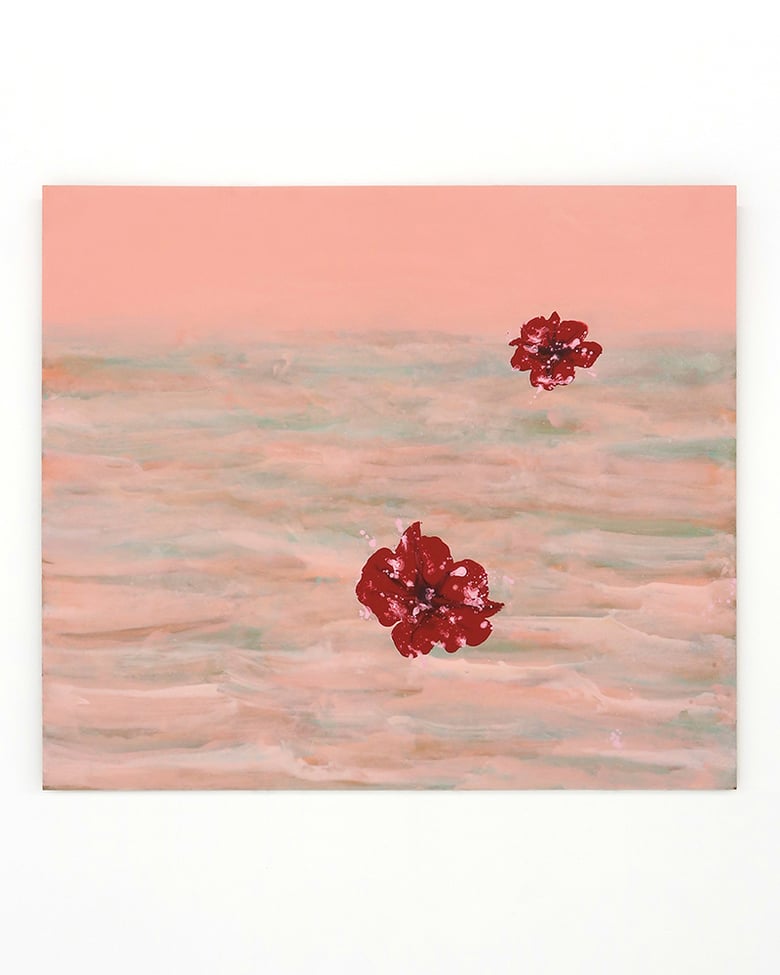 Image of Ondine Seabrook 'Floating paint splattered petunias'. Original artwork