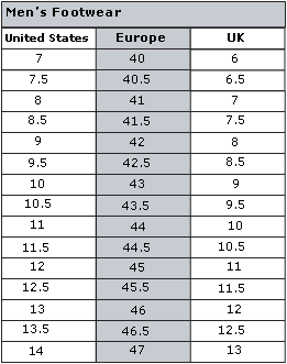 nike women's size chart euro