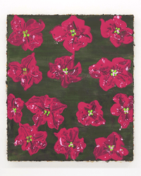 Image 1 of Ondine Seabrook 'Paint splattered flowers with shells'. Original artwork
