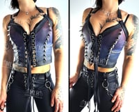 Image 2 of #2 MAROON/PURPLE/BLUE SPIKES & CHAIN BUSTIER