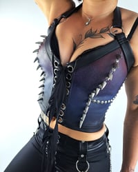 Image 5 of #2 MAROON/PURPLE/BLUE SPIKES & CHAIN BUSTIER