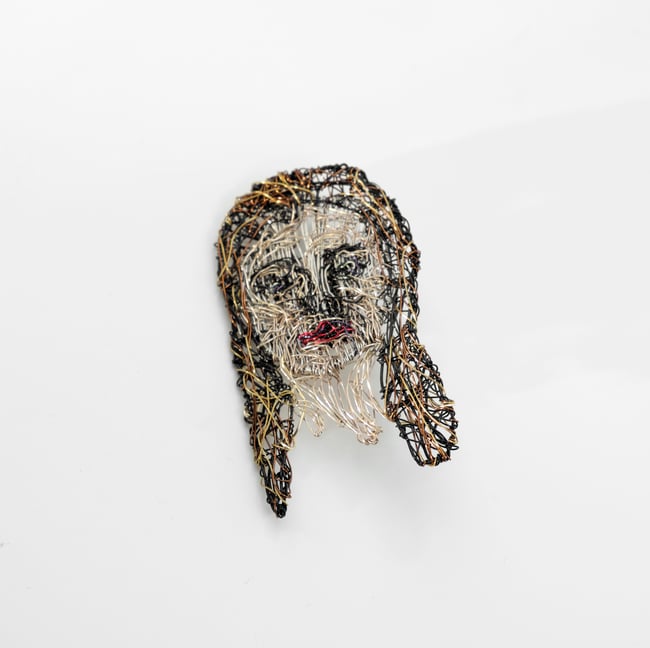 Modern art sculpture face brooch custom made, Wire contemporary jewelry