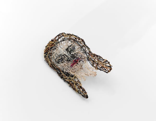 Modern art sculpture face brooch custom made, Wire contemporary jewelry