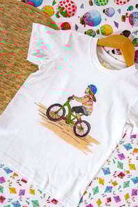 Image 1 of Sarah on her Bike -Kids T Shirt