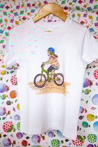 Image 2 of Sarah on her Bike -Kids T Shirt