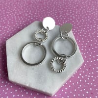 Image 1 of Asymmetric Stripy Texture Earrings