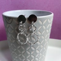 Image 1 of Petite Circle Sterling Silver Textured Earrings