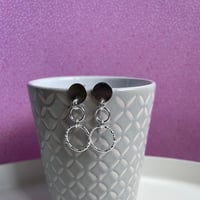 Image 2 of Petite Circle Sterling Silver Textured Earrings