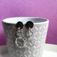 Image 3 of Petite Circle Sterling Silver Textured Earrings