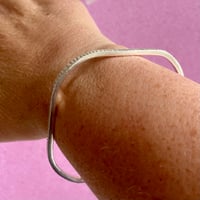 Image 2 of Square Linear Texture Sterling Silver Bangle