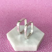 Image 1 of Square Hammered Sterling Silver Ring