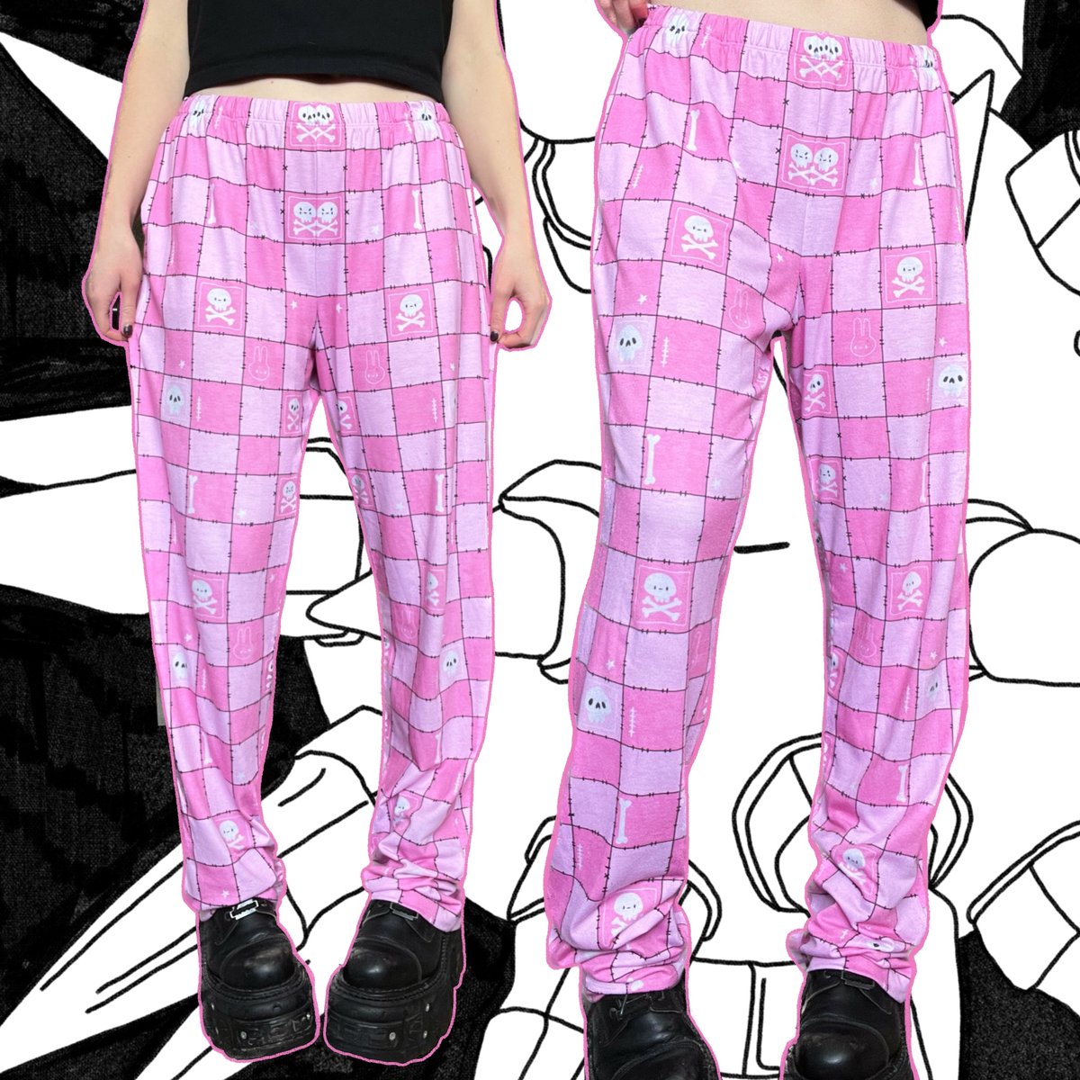 Image of Pink Checkerboard Comfy Bottoms (made 2 order)