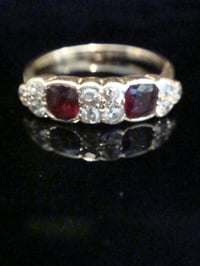 Image 2 of EDWARDIAN 18CT YELLOW GOLD NATURAL RUBY OLD CUT DIAMOND 5 STONE RING