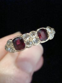Image 4 of EDWARDIAN 18CT YELLOW GOLD NATURAL RUBY OLD CUT DIAMOND 5 STONE RING