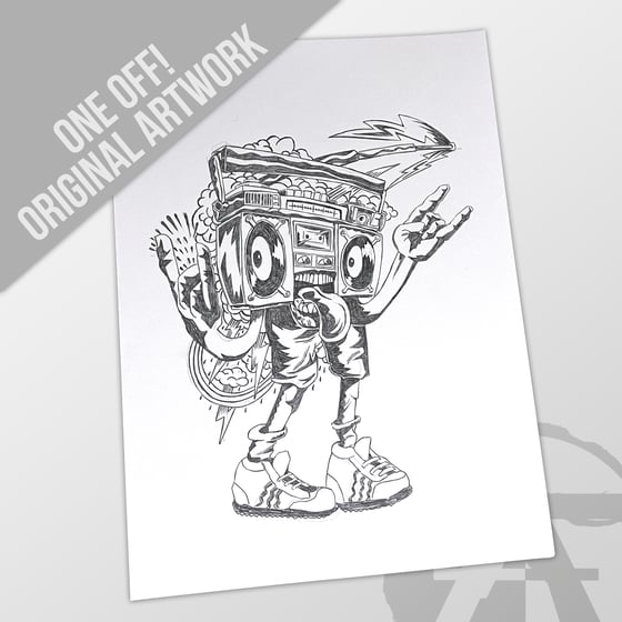 Image of ORIGINAL ARTWORK SKETCH  For Massive Wagons 'Bangin On Your Stereo' Single T-shirt Design