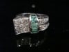Retro 18ct white gold emerald and diamond tank ring 8.1g