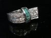 Retro 18ct white gold emerald and diamond tank ring 8.1g