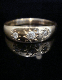 Image 1 of EDWARDIAN 18CT YELLOW GOLD OLD CUT CELESTIAL DIAMOND GYPSY RING 4.1G