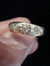Image 3 of EDWARDIAN 18CT YELLOW GOLD OLD CUT CELESTIAL DIAMOND GYPSY RING 4.1G