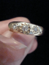 EDWARDIAN 18CT YELLOW GOLD OLD CUT CELESTIAL DIAMOND GYPSY RING 4.1G