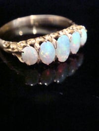 Image 2 of Edwardian 18ct yellow gold natural solid opal 5 stone ring