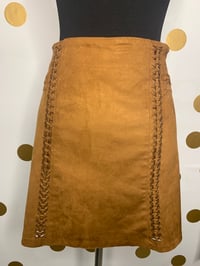 Image 2 of Cognac Mini Suede Skirt - Size: 12