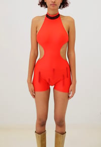 Image 1 of Backless red overall 