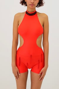 Image 2 of Backless red overall 