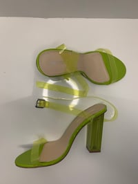 Image 1 of Neon Green Strap Heels - Size: 9