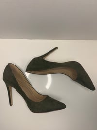 Olive Green Suede Heels - Size: 11