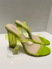 Image 3 of Neon Green Strap Heels - Size: 9