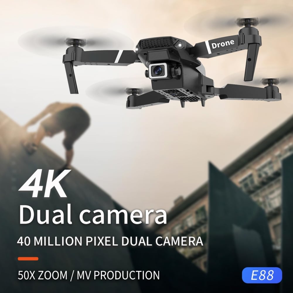 WiFi E88Pro RC Drone 4K Professional With 1080P Wide Angle Dual HD Camera Foldable RC Helicopter