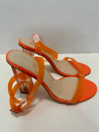 Image 3 of Neon Orange Strap Heels - Size: 7