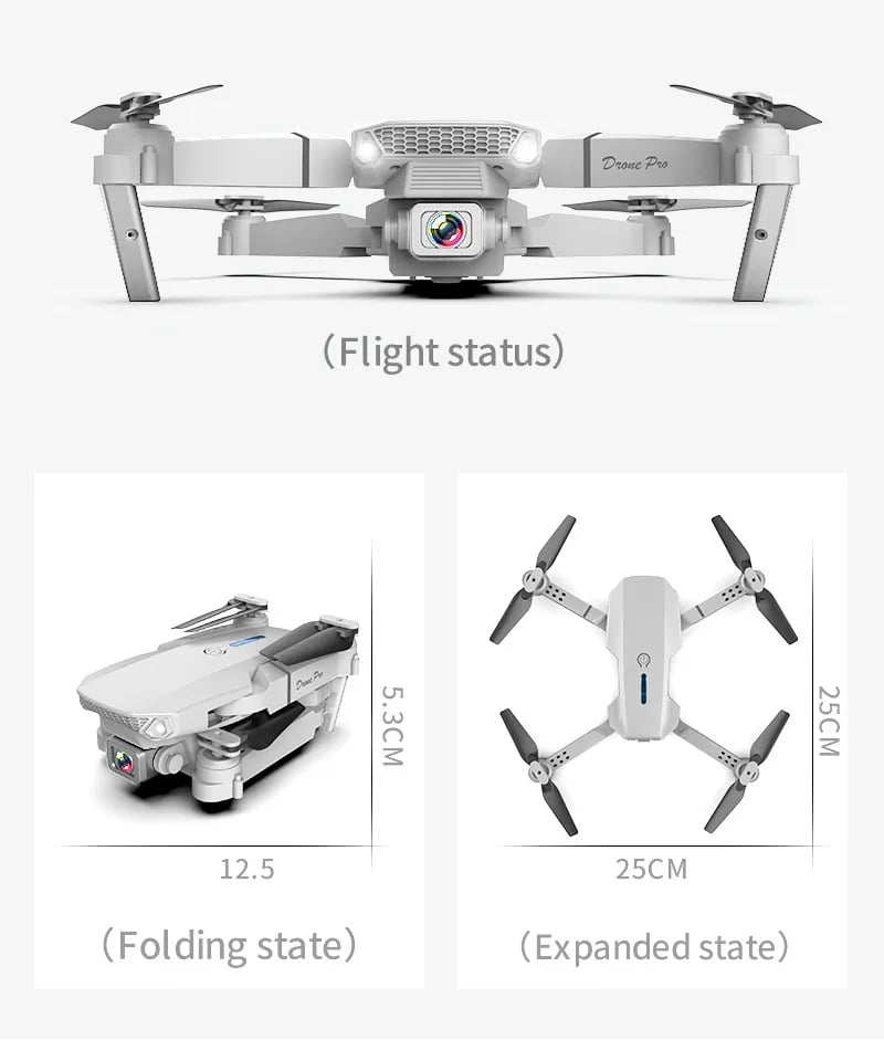 WiFi E88Pro RC Drone 4K Professional With 1080P Wide Angle Dual HD Camera Foldable RC Helicopter